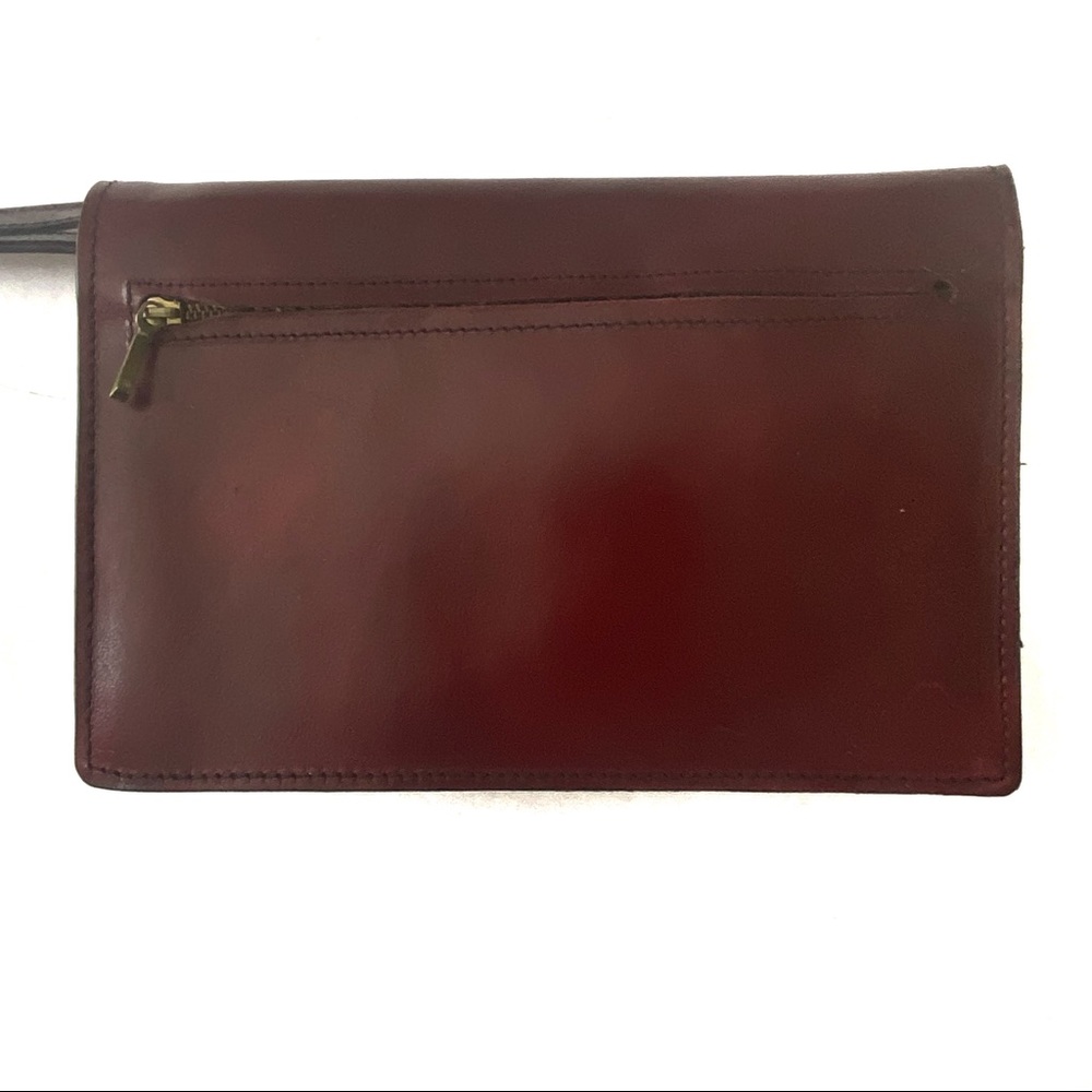 Vintage Sudhaus P.E.C. Leather Pouch Suede-Lined Wristlet Clutch, Burgundy - Picture 4 of 8
